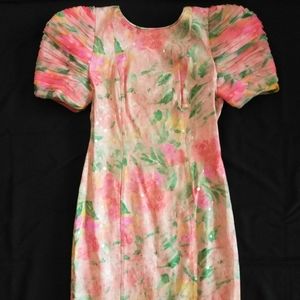 JOAN LESLIE EVENING, Pink Multi color Sequin Dress